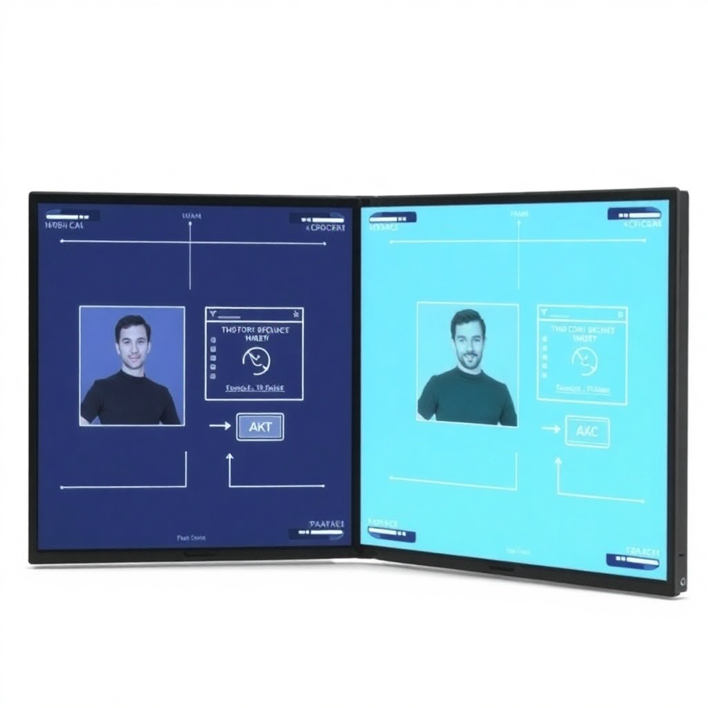 comparison of digital and physical verification methods, modern technology vs traditional approach, split screen